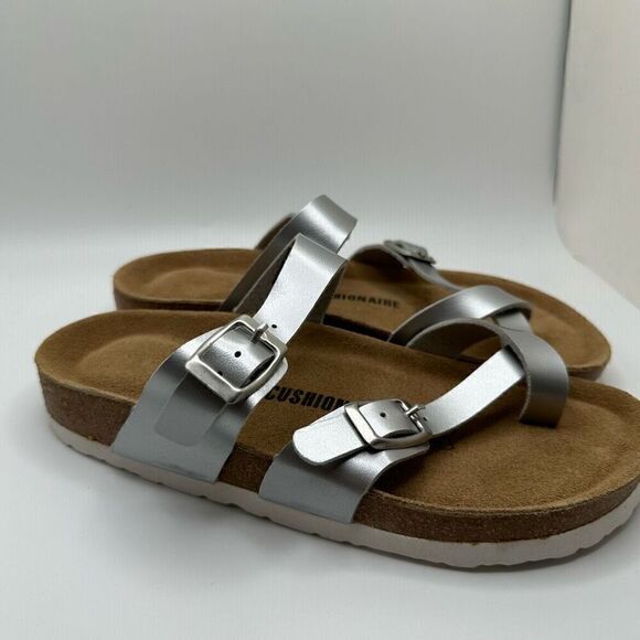 CUSHIONAIRE Women's Cork Footbed Sandal With +Comfort 6 SILVER - Picture 1 of 7